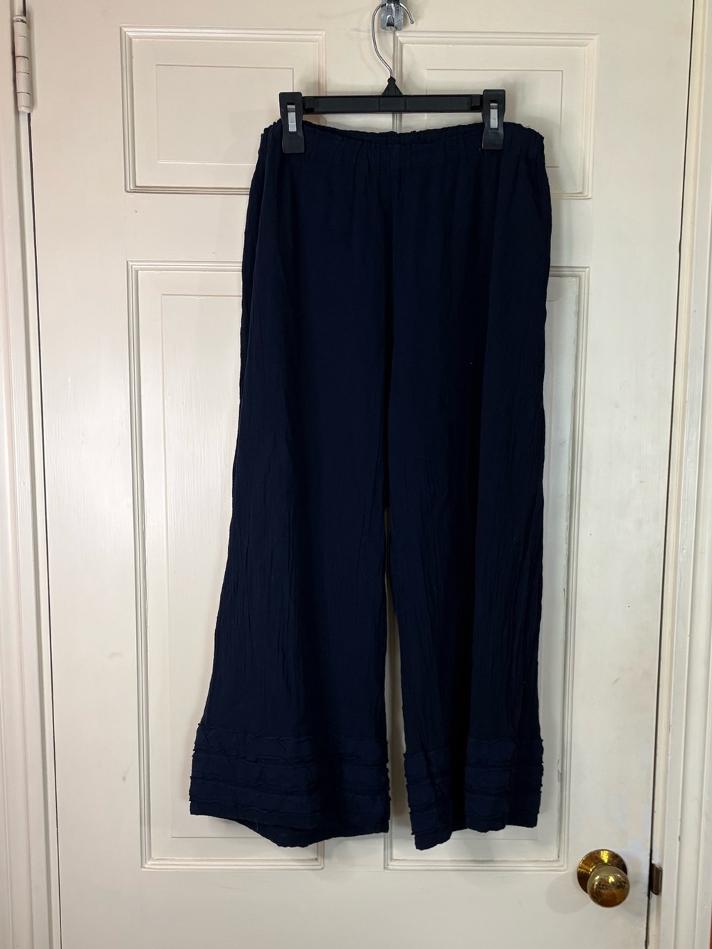 Oh My Gauze Blue Cotton Gauze Wide Leg Cropped Pants Womens Size 2 Lagenlook - Picture 8 of 8